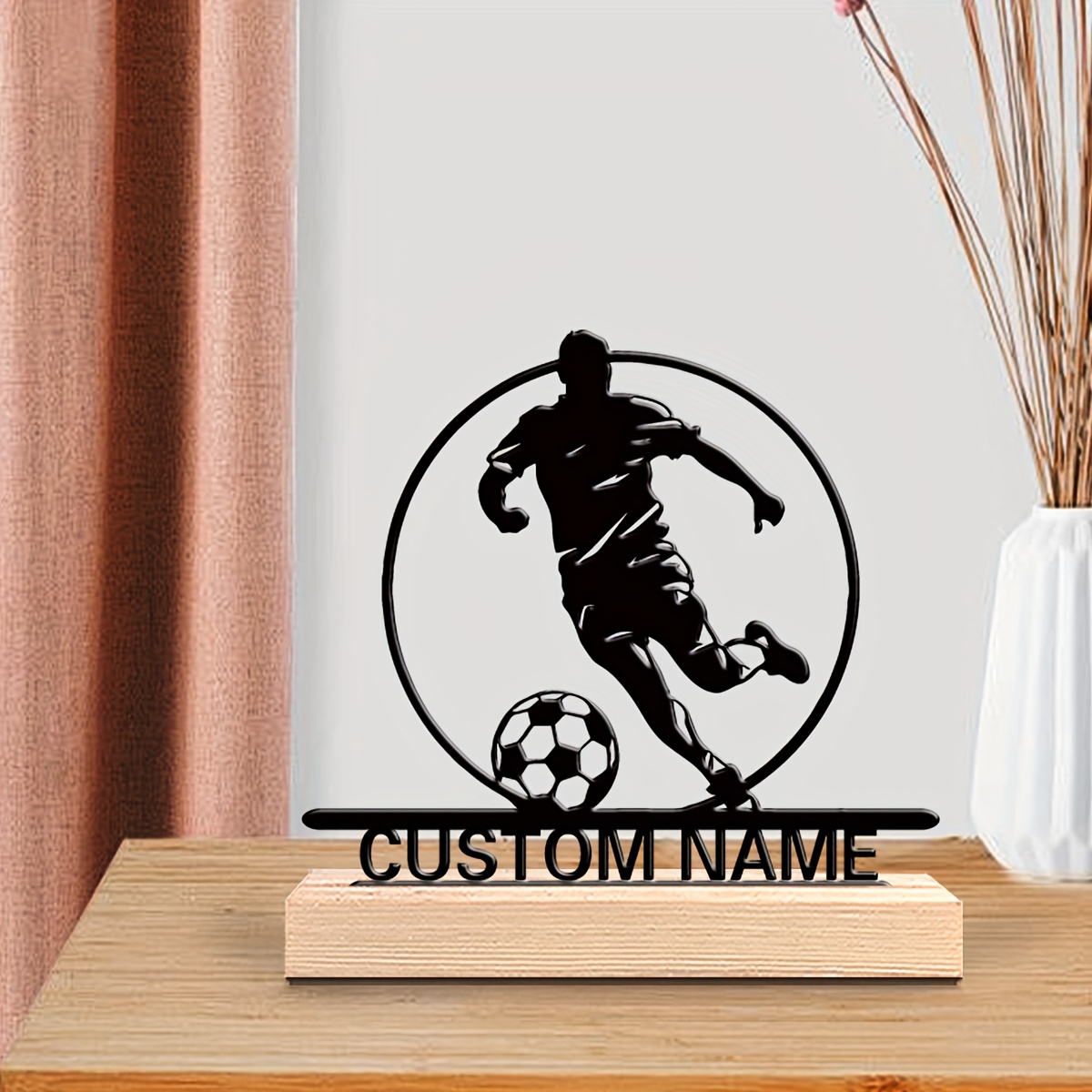 Custom Soccer Player Metal Sta - Home Textiles Products recension och pris
