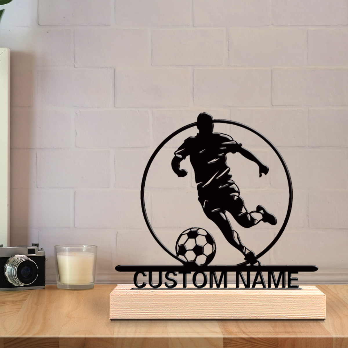 Custom Soccer Player Metal Sta - Home Textiles Products recension och pris